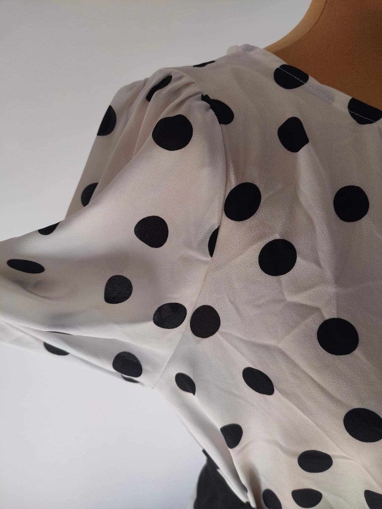 Tunika mini sukienka s 36 w grochy biała