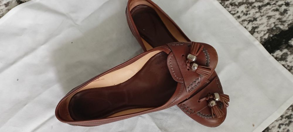 Brązowe balerinki Tods 39 rozmiar skóra naturalna