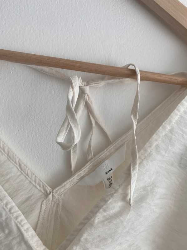 kremowa biała bluzka ciążowa H&M Mama M zwiewna na lato