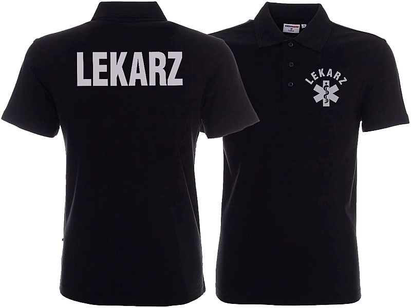 Koszulka Polo ratownicza czarna męska odblaskowa FUNKCYJNA (XL)