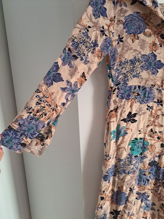 Długa letnia sukienka w kwiaty, boho. S