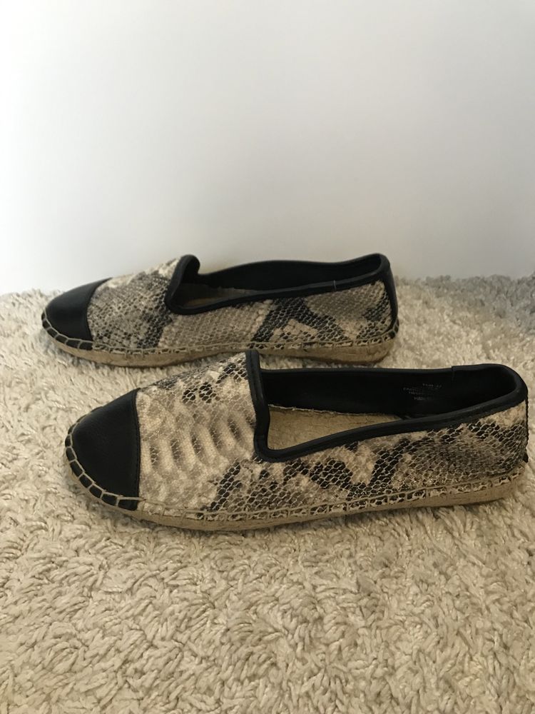 Espadryle H&M, rozmiar 37, motyw wężowy, skóra, stan idealny