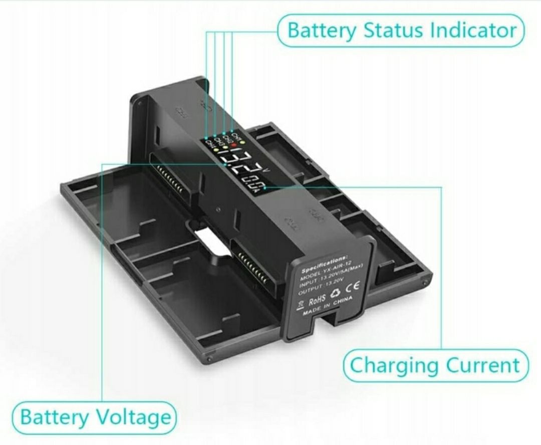 Air 2S/Mavic Air 2 inteligentna ładowarka LED 4w1 cyfrowy wyświetlacz