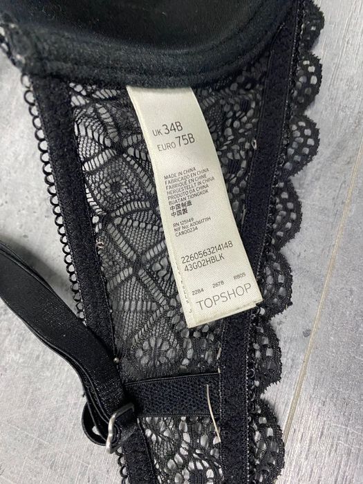Czarny Stanik koronkowe Koronka usztywniany Top Shop 75 B TOPSHOP