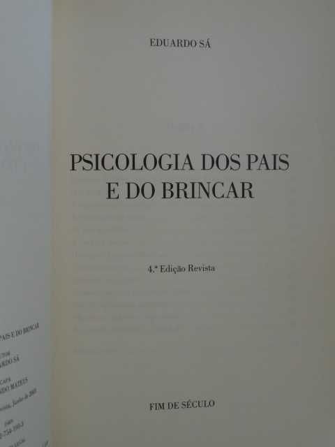 Psicologia dos Pais e do Brincar de Eduardo Sá