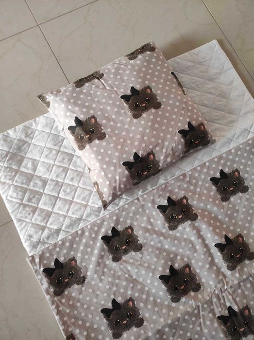 Nowa Pościel 80x200 do przedszkola leżakowanie Kot kropeczki