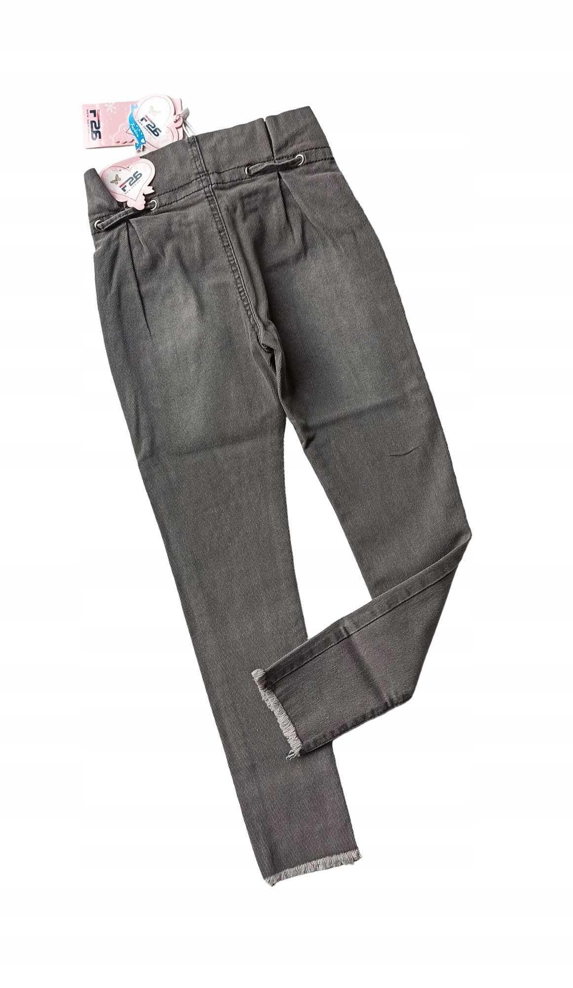 Spodnie jeans dla dziewczynki na gumce nowy 134-140