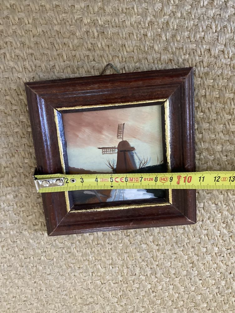 Quadro pequeno - Moinho de Vento pintado a Óleo