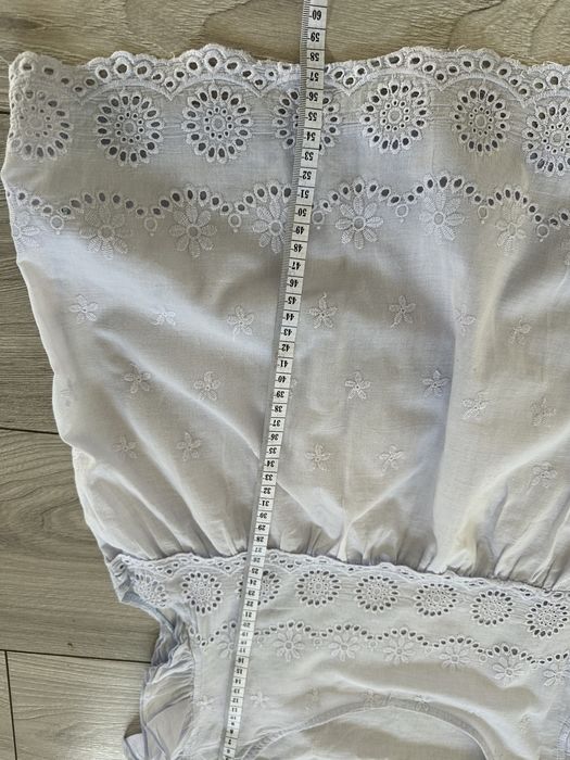 Zara niebieska bluzka tunika lato wakacje S azurowa koronka lekka