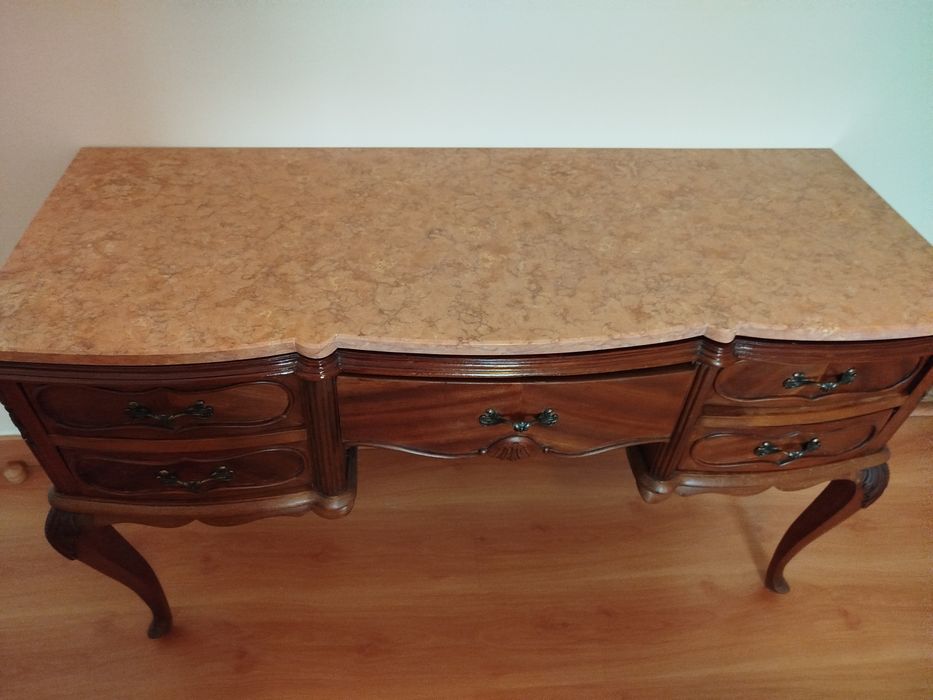 Toucador em madeira de cerejeira,recuperado , 5 gavetas com ferragens