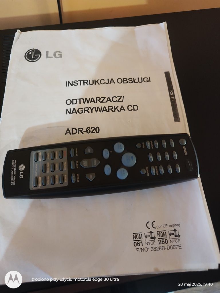 Nagrywarka CD LG adr 620 plus pilot instrukcja obsługi