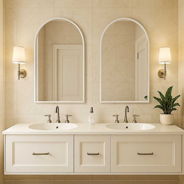 Lustro łazienkowe półowal z ramką 90x60 cm