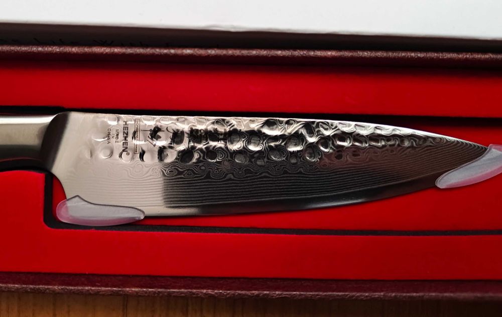 Нож кухонный HEZHEN 133мм. Дамаск 73 Layer 14Cr14MoVNb