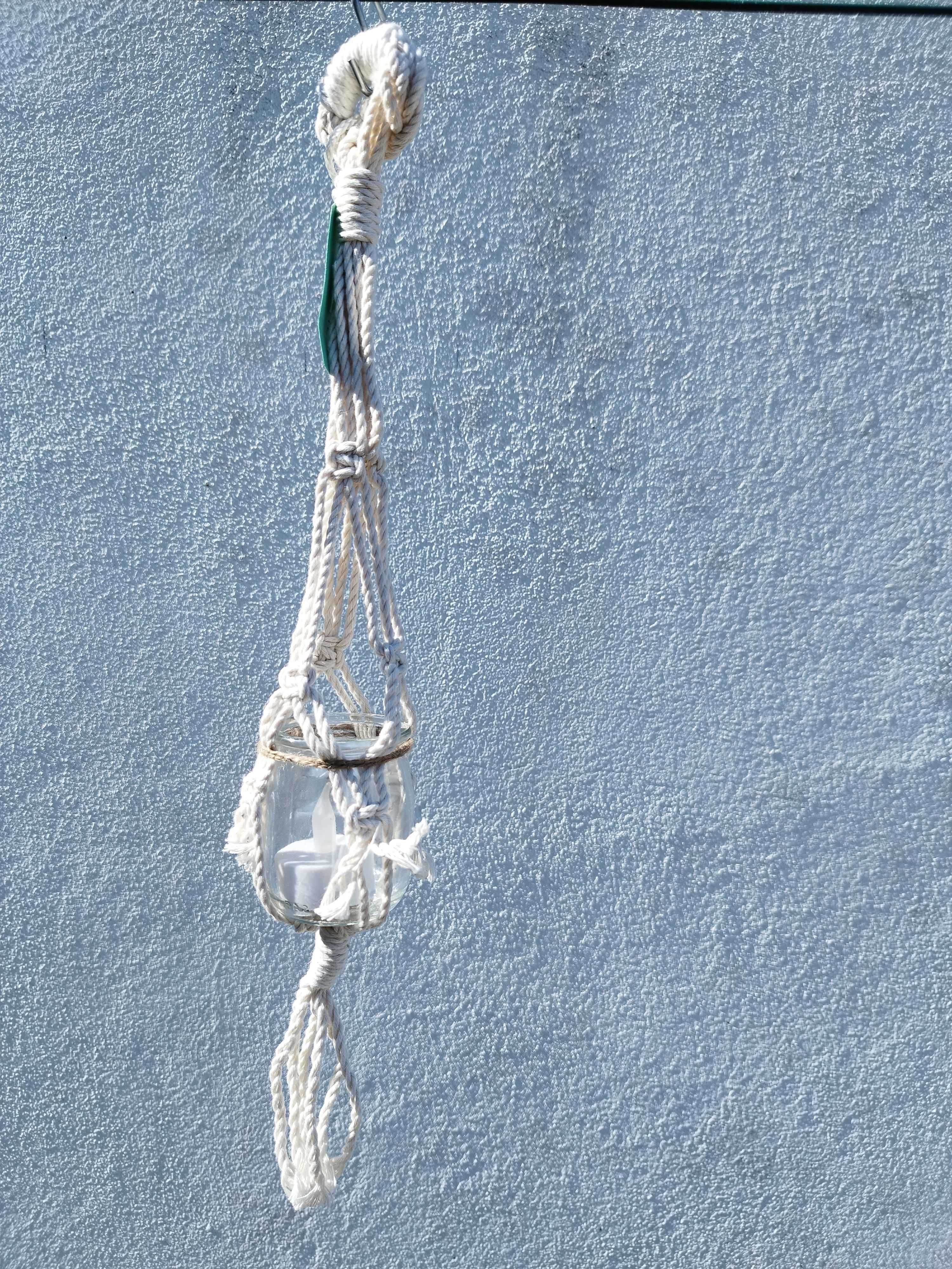 Porta-Velas de Macramé Feito à Mão