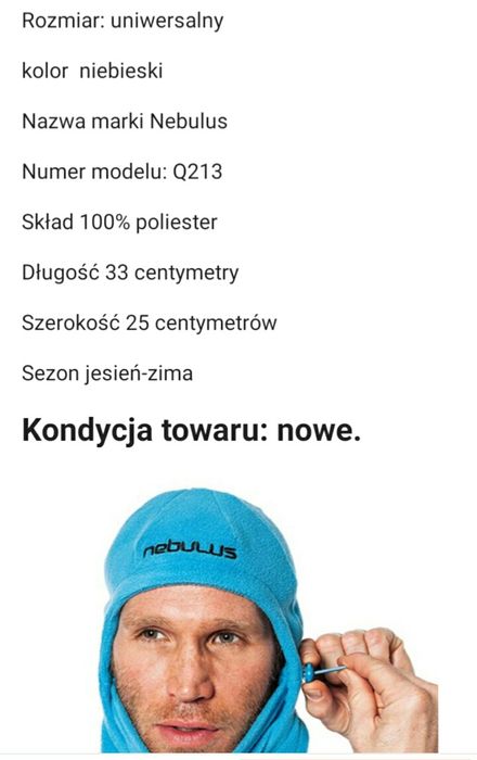 Kominiarka polar Nebulus na narty rower itp nowa