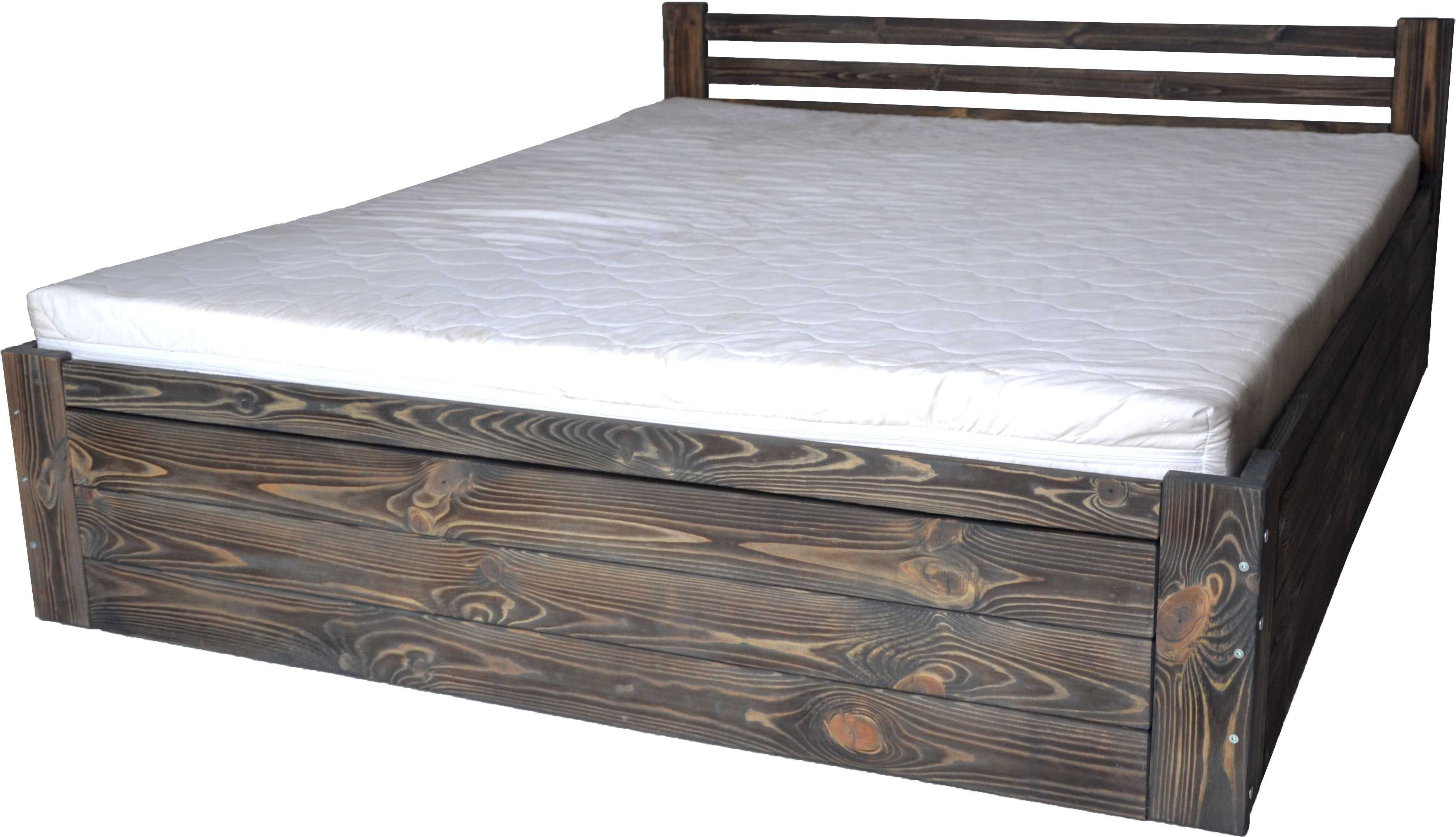 Łóżko 120x200 drewniane z pojemnikiem LOFT Stelaż podnoszony, Opalane