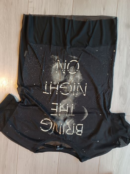 T-shirt koszulka XS/S czarna z siateczką z tyłu i na rękawach Bershka