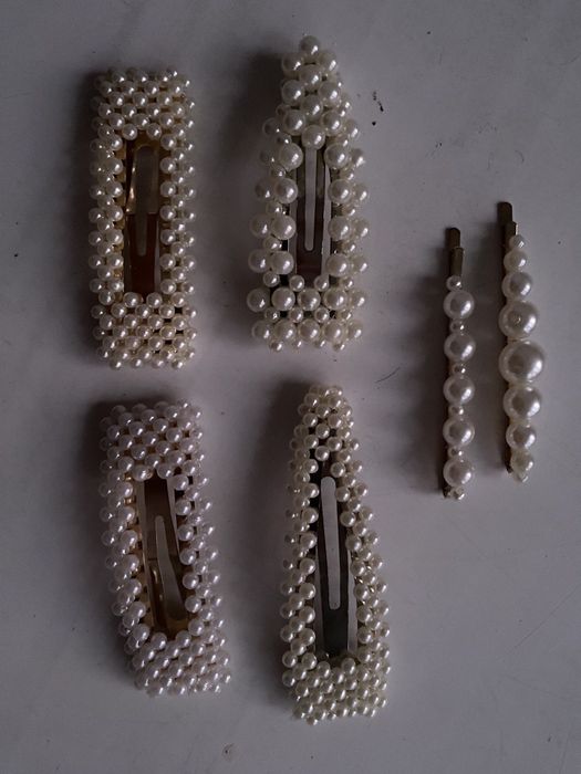 Заколки штучный жемчуг бусинки