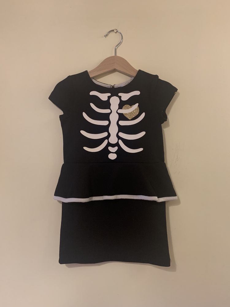 Strój halloween szkielet kościotrup czarna sukienka HM 92 2lata