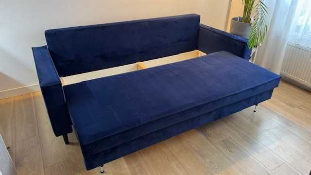 Sofa, kanapa 3-os. TERRA Blue, funkcja spania, pojemnik na pościel