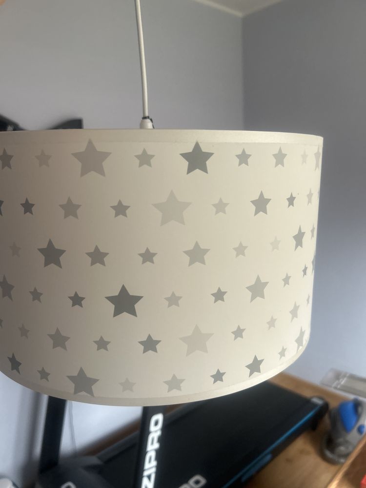Lampa wisząca, okrągła , klosz biały w gwiazdki