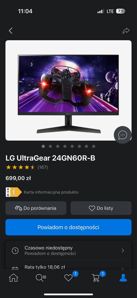 Monitor LG UltraGear 24GN60R-B