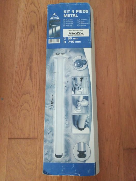 Lote de 4 pés metálicos brancos