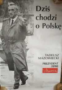 Plakat duży z wyborów prezydenckich 1990 Tadeusz Mazowiecki  69x99cm