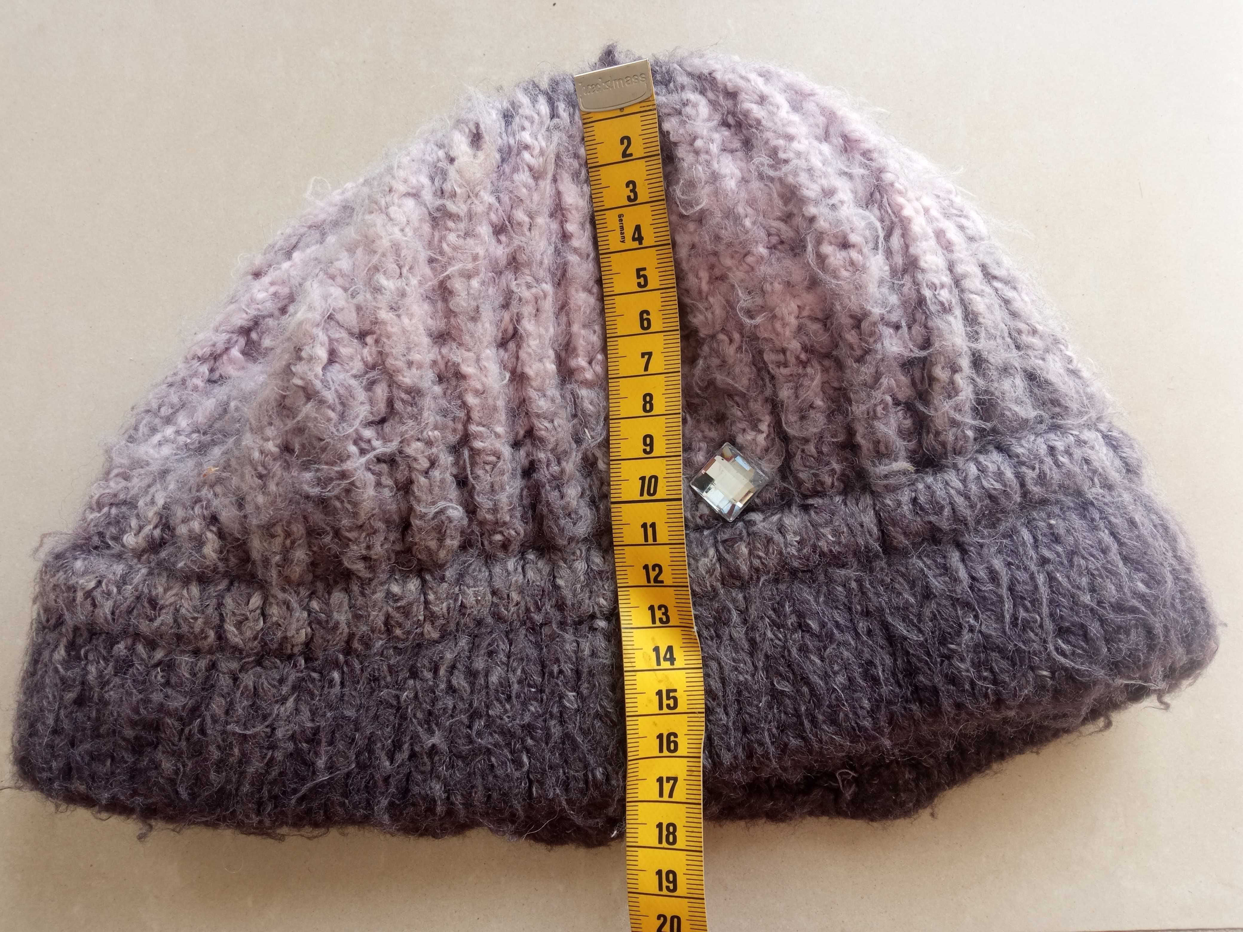 Komplet damski zimowy czapka fioletowa szalik fioletowy r 56