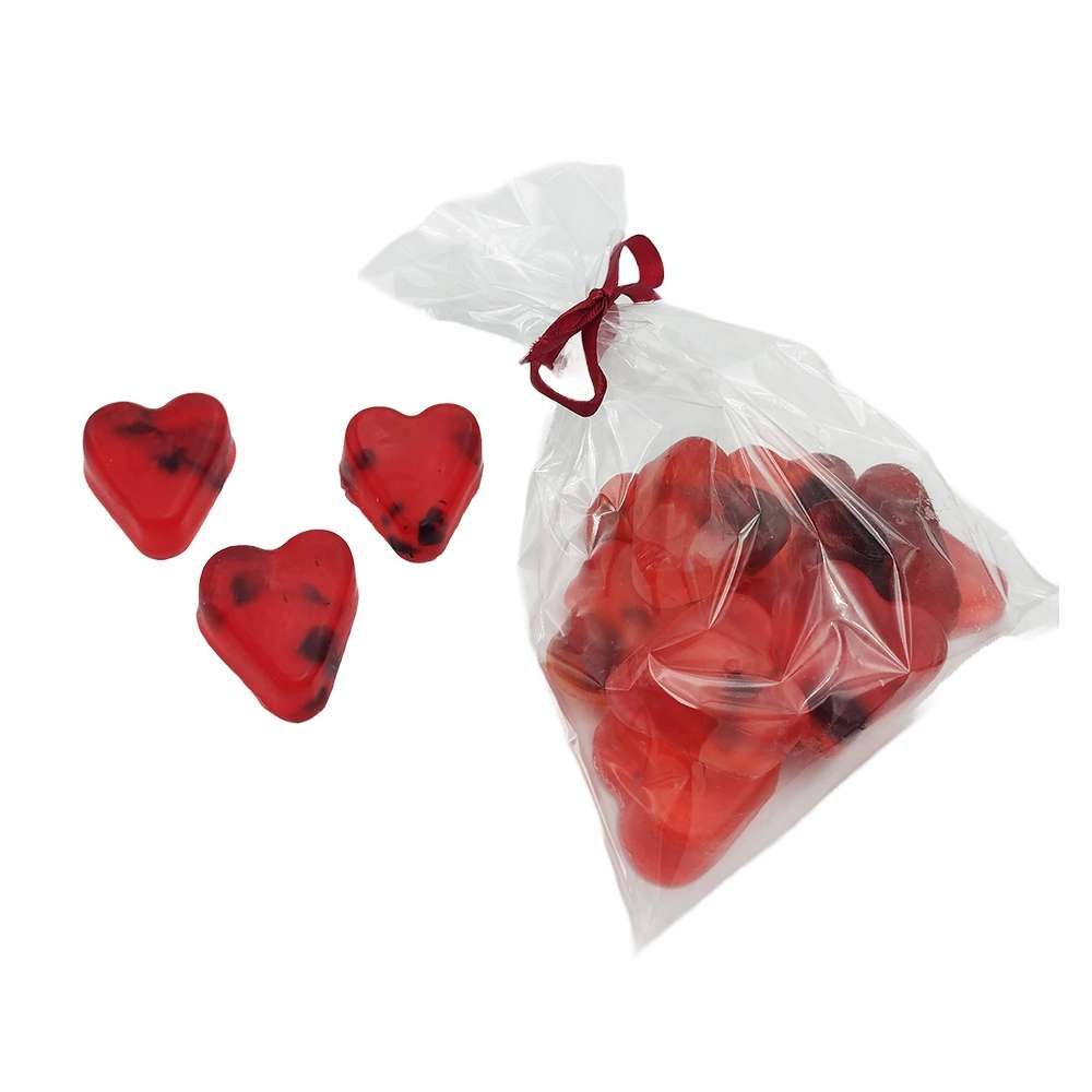 Mini mydełka czerwone serca płatki róż w torebce 10 szt na prezent