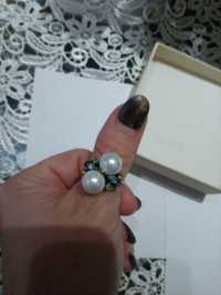 pierścionek perła naturalna kolorowe kamienie srebro pr 0,925