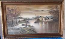 Quadro grande! 130×78cm. moldura dourada
