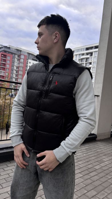 Пухова жилетка polo ralph lauren безрукавка чорна black мужская ральф