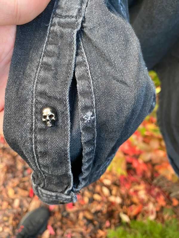 Koszula jeansowa denim The Kooples r.M/L czarny Skull alternative y2k