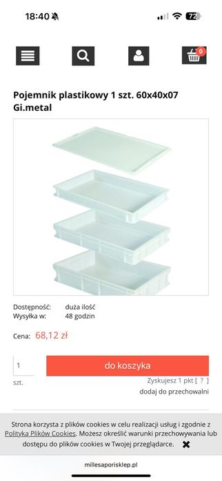 Box i pokrywka do ciasta 60x40 cm włoskie Gi.metal