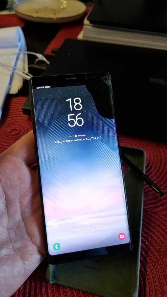 Samsung Galaxy Note 8 64GB, rysik, uszkodzony ekran