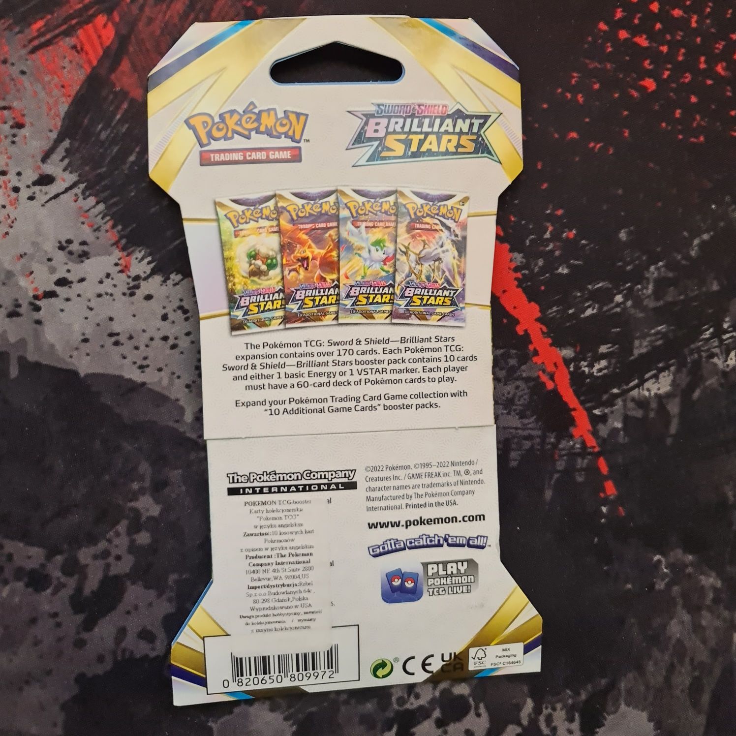 Pokemon TCG Brilliant Stars Booster
Odbiór.
Fabrycznie zapakowane.
Bra