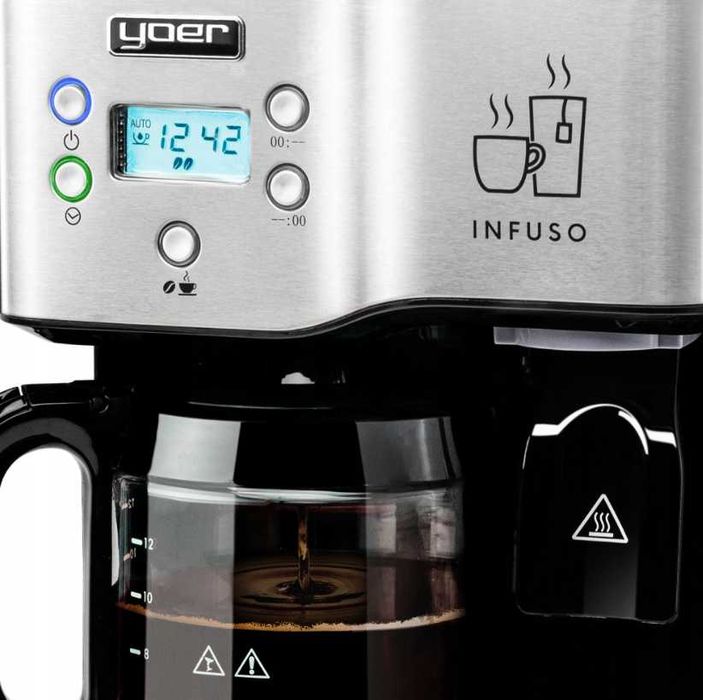 Nowy EKSPRES Yoer PRZELEWOWY Do Kawy 2w1 1900W + Dystrybutor Wody -20%