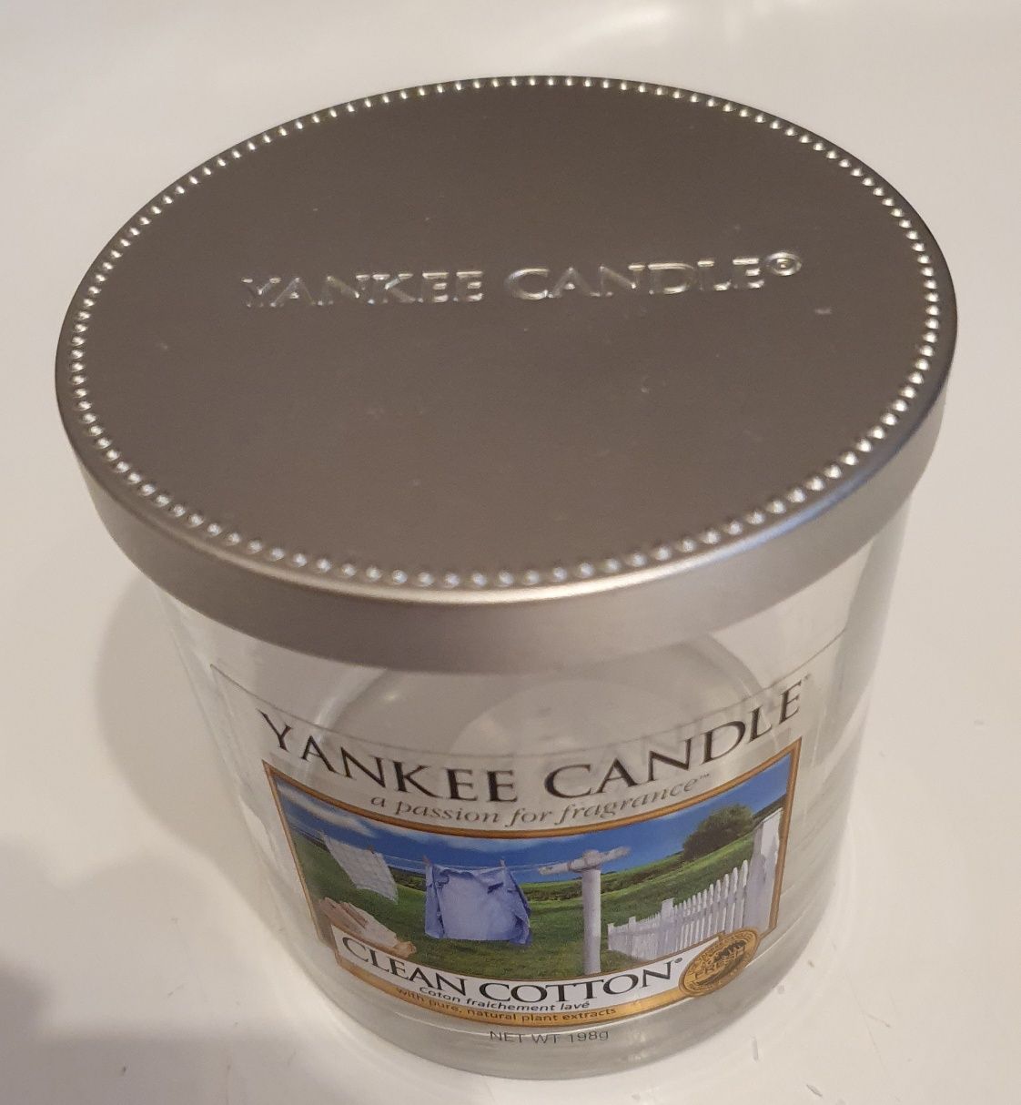 Yankee Candle clean cotton 198 g pusta szklanka/słoik z deklem