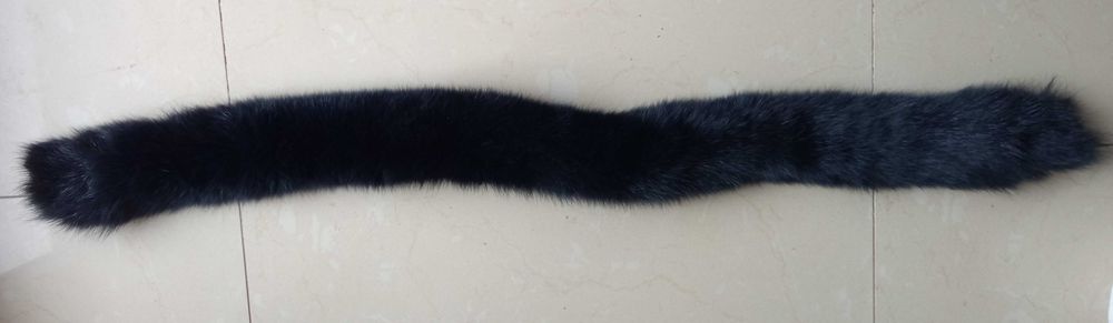 Obszycie kaptura płaszcza kołnierz szal 100% lis naturalny 95cm czarny