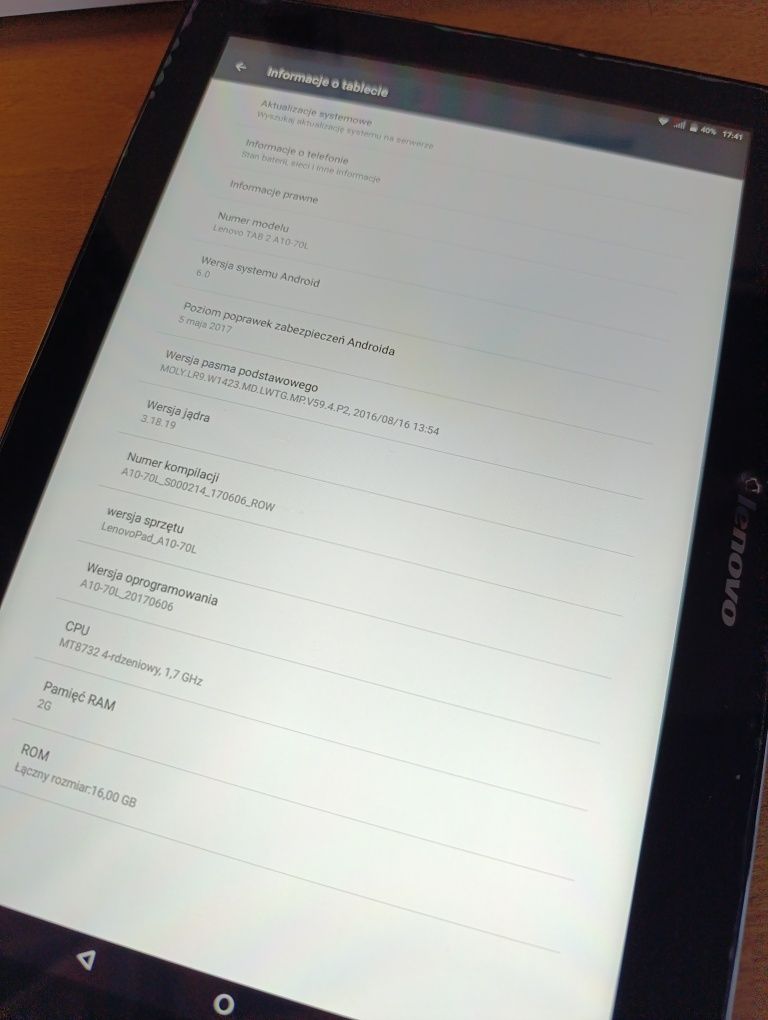 Tablet Lenovo Tab 2 A10-70L niebieski