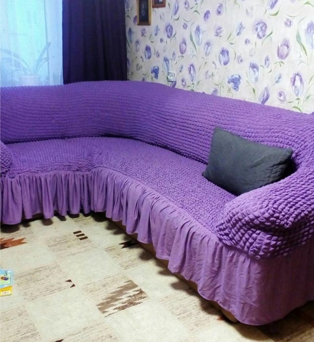 Чехол на диван угловой с оборкой Concordia Турция много цветов