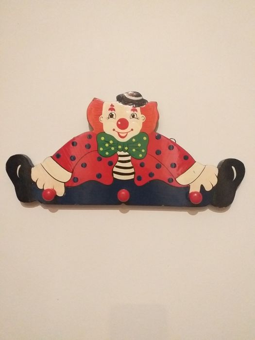 Cabide/ Bengaleiro, madeira palhaço de criança