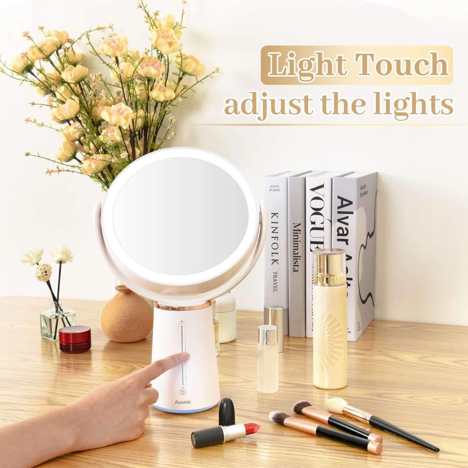 Auxmir Lusterko do makijażu z LED, 10x powiększające, 360°