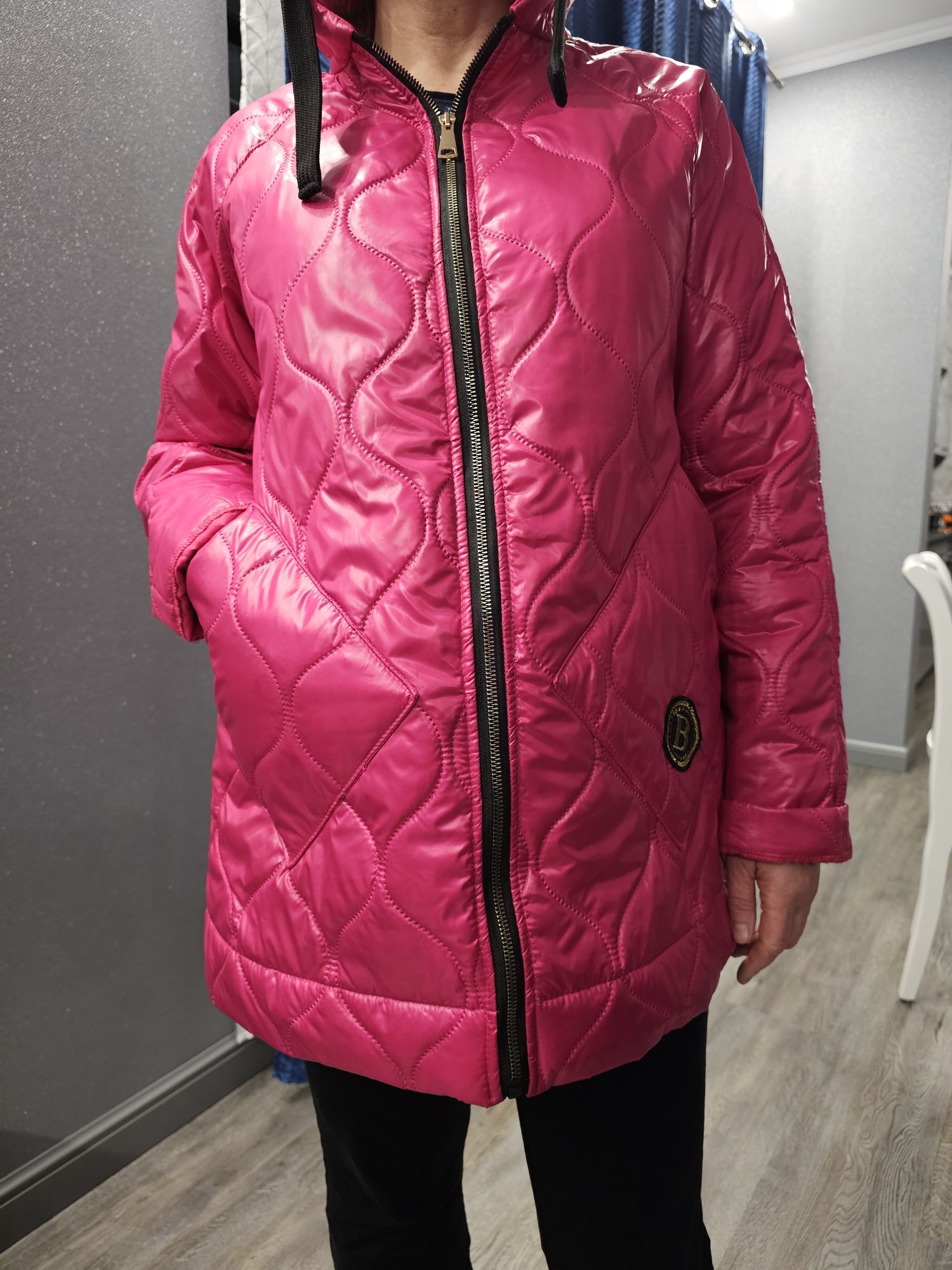Fuksjowa różowa kurtka pikowana 42