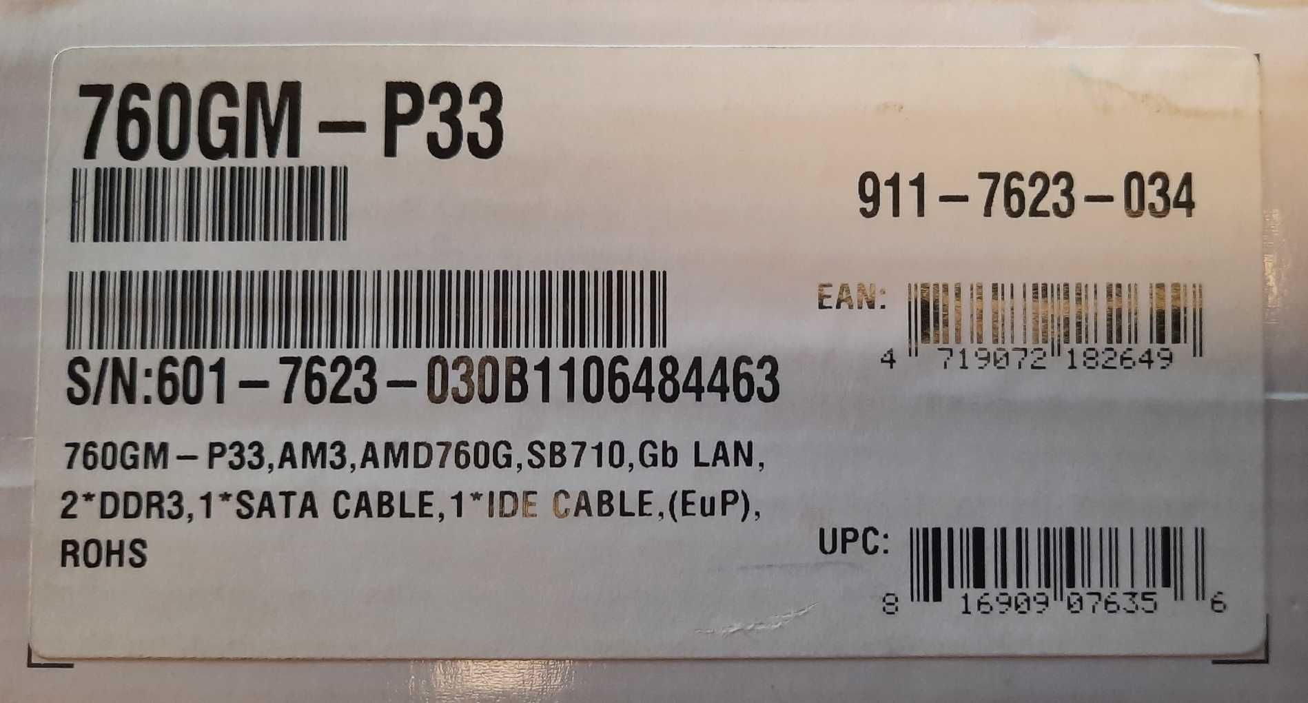 Płyta główna MSI 760GM -P33 z procesorem AMD Phenom II X4 840