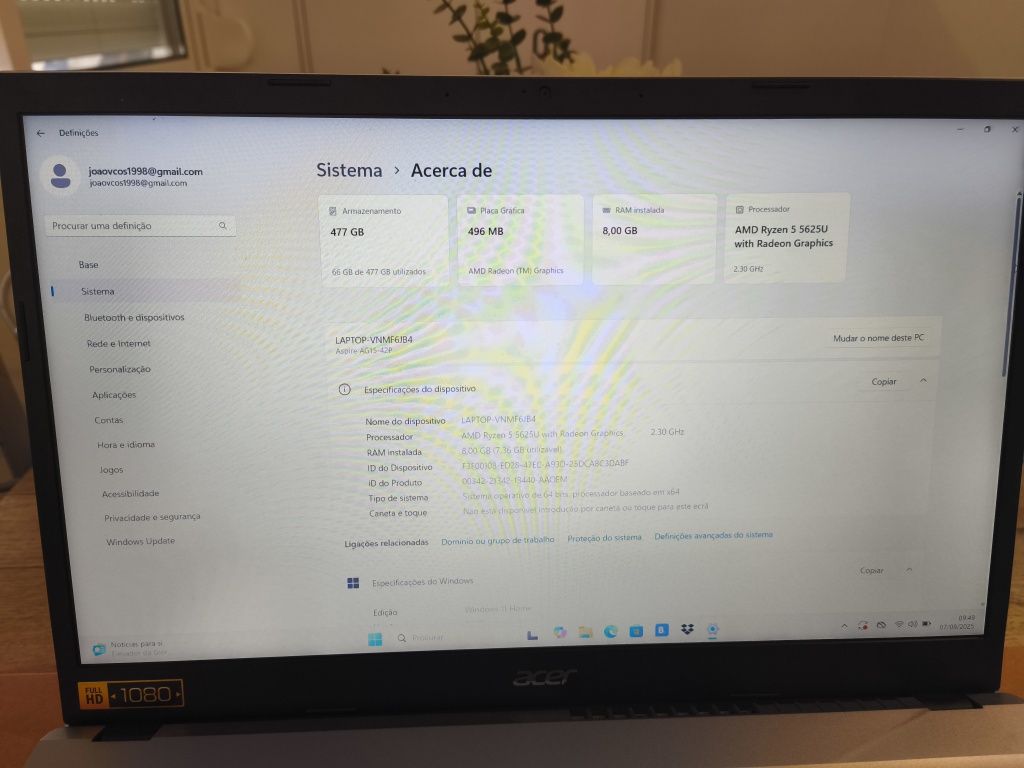 Vendo Laptop Acer em perfeito estado!