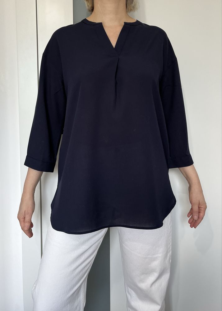 Uniqlo granatowa bluzka koszulowa basic