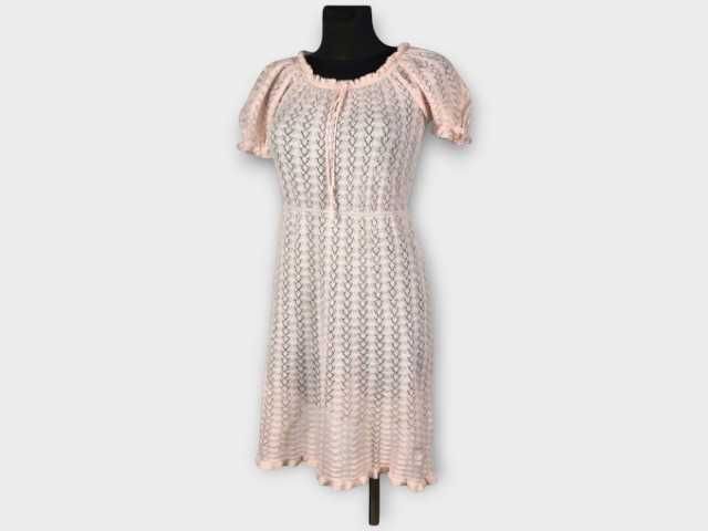 Śliczna sukienka ażurowa Popin S/M pudrowy róż lato boho