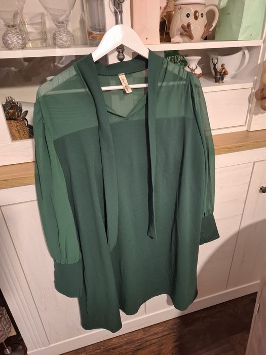 Sukienka owersize butelkowa zieleń 40 42 44